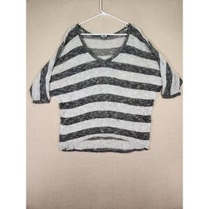 Soprano Shirt Womens Large L Knit Made In USA Striped Dolman‎ Sleeve 3/4 V Neck